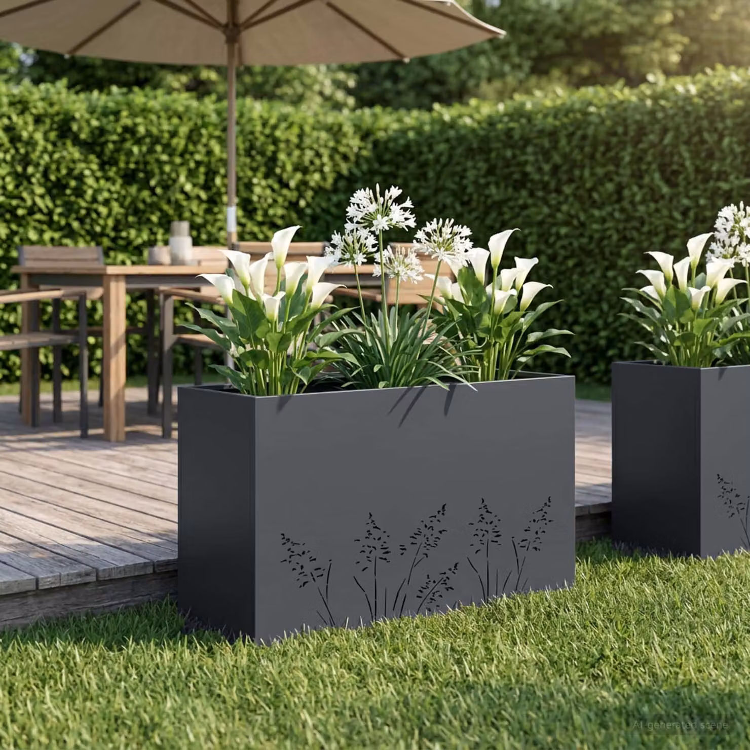 Vaso da giardino vidaXL in metallo colore antracite L: 80 cm, P: 20 cm, H: 49 cm