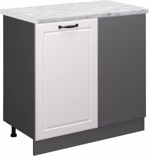 Mobile ad angolo cucina R-Line Bianco rustico/Antracite 86 cm PL Marmo Vicco