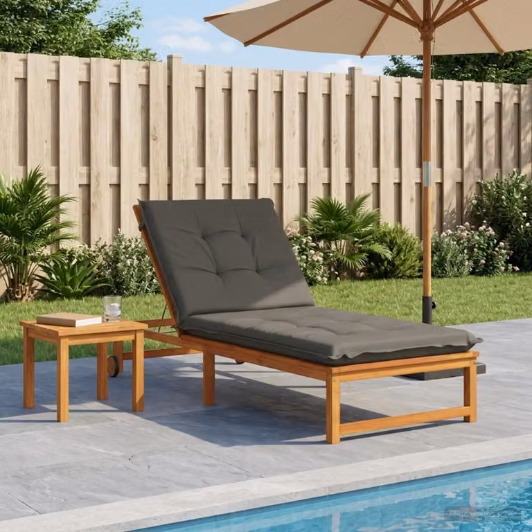 vidaXL Cuscino per Lettino GEMERT Grigio in Poliestere con Rivestimento Lavabile e Resistente ai Raggi UV