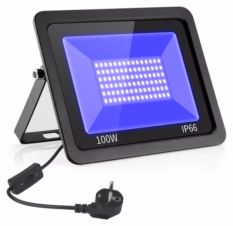 Lampada UV a LED da 100W, lunghezza d'onda 365 nm, grado di protezione IP66 (resistente all'acqua), con interruttore ON/OFF