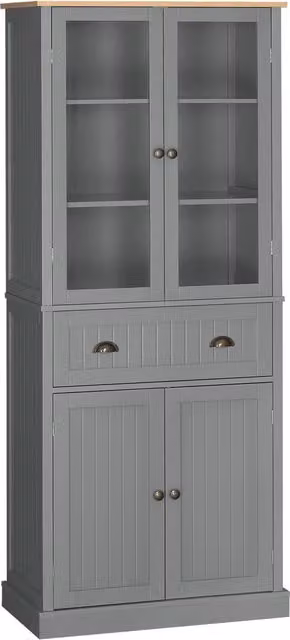 Mobile Dispensa a 5 Livelli con Cassetto Centrale 76x40x182,5 cm in MDF e Truciolato Grigio