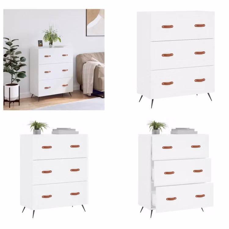 vidaXL Cassettiera bianca 69,5x34x90 cm in legno - Cassettiera - Cassettiera - Cassettiera - Cassettiera - Cassettiera