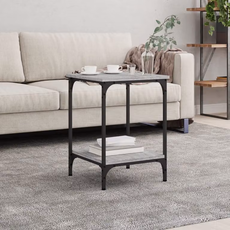 The Living Store Tavolino Grey Sonoma 40x40x55 cm Materiale a base di legno