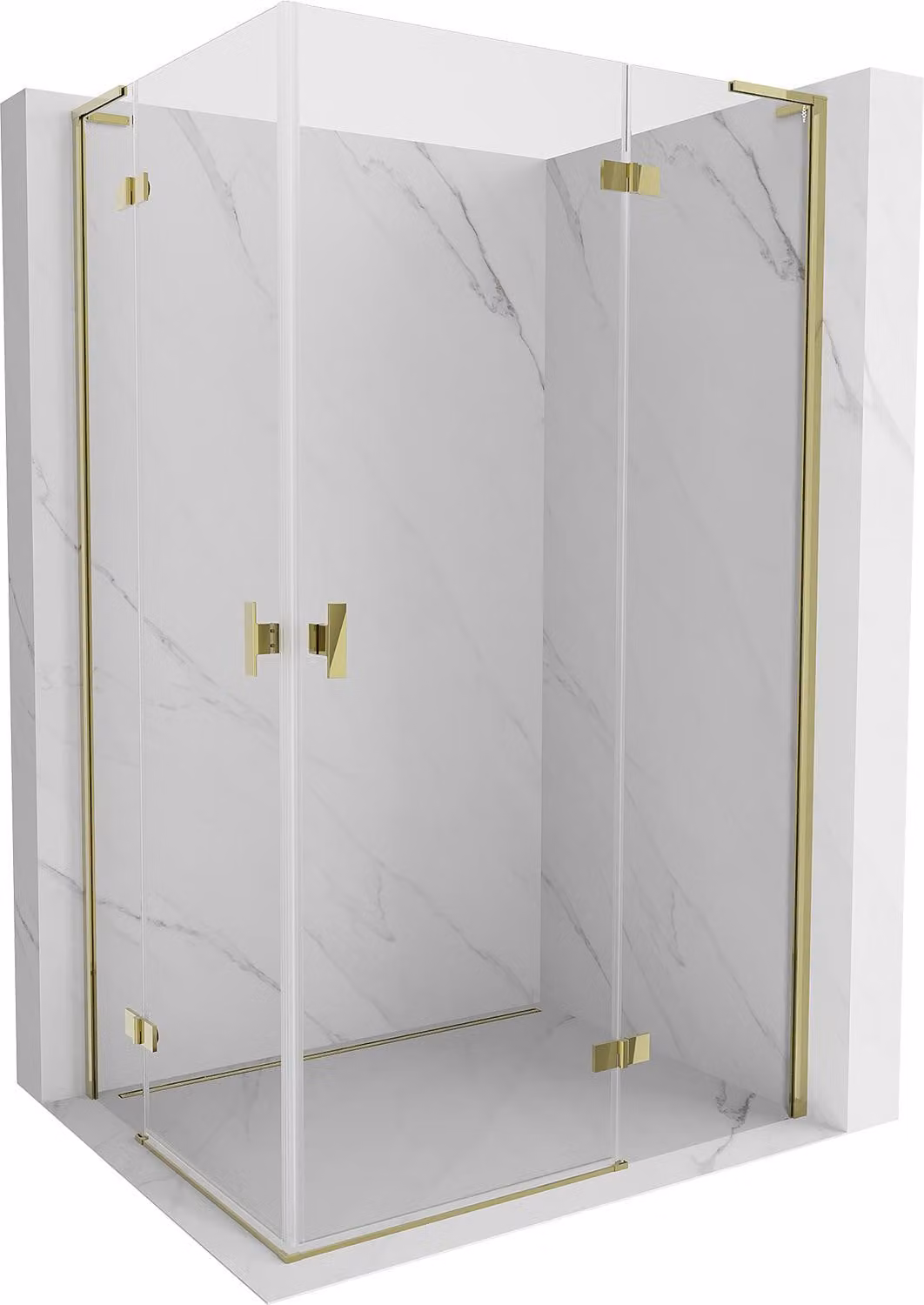 Mexen Mist-H L Duo cabina doccia a battente destra 70 x 110 cm, trasparente, oro - 8A5L-070L-110P-50-00