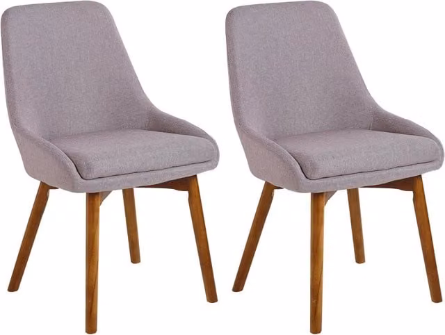 Set di 2 sedie BELIANI in tessuto grigio con gambe in legno di faggio oliato per sala da pranzo