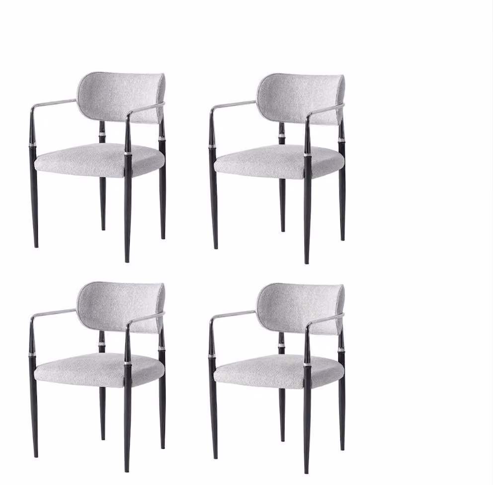 Set di sedie, 4 sedie moderne in tessuto, comode, morbide e confortevoli, grigie