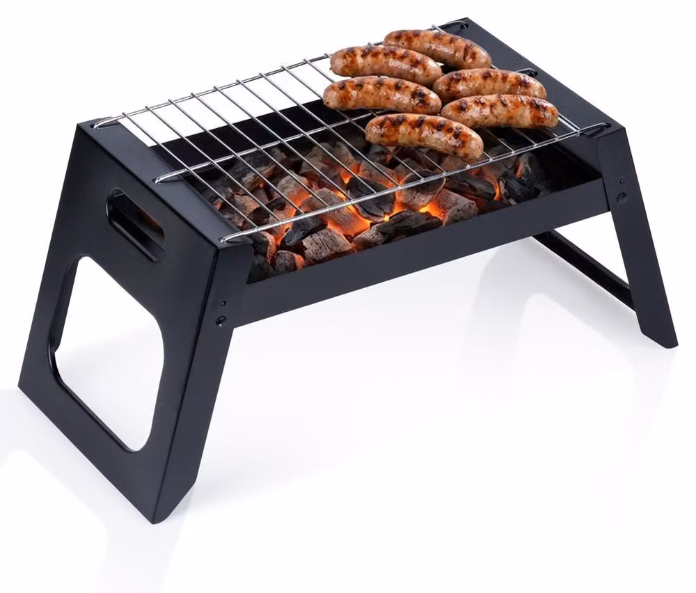 Vilde | Barbecue a carbonella pieghevole - 46x22x22 cm - Mini barbecue da campeggio - Griglia da picnic