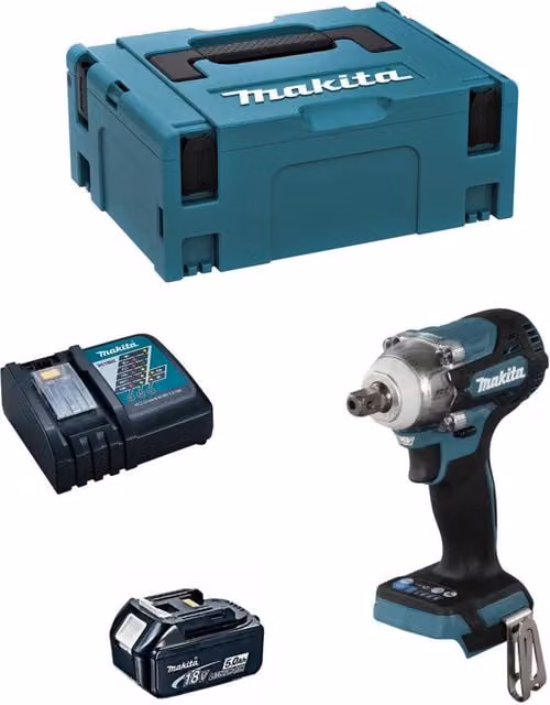 Avvitatore ad impulsi Makita DTW301RTJ1 con batteria da 5,0 Ah, caricabatterie DC18RC e sistema Makpac 2