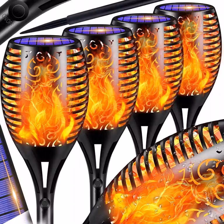 Lampada solare LED effetto torcia fuoco x4