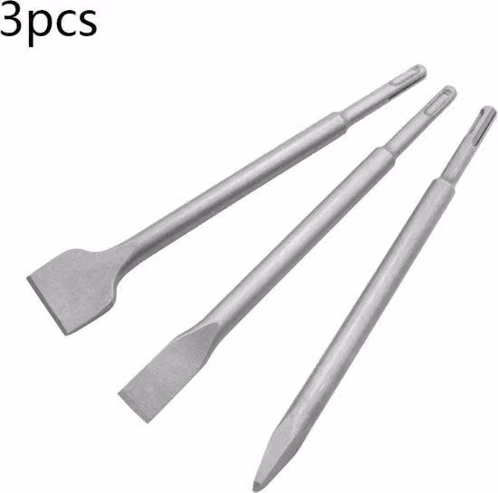 Set di 3 utensili per l'allargamento fori SDS-plus: utensile per l'allargamento SDS-plus, scalpello a punta, scalpello piatto, set di utensili, scalpello piatto, scalpello a punta, 250 mm