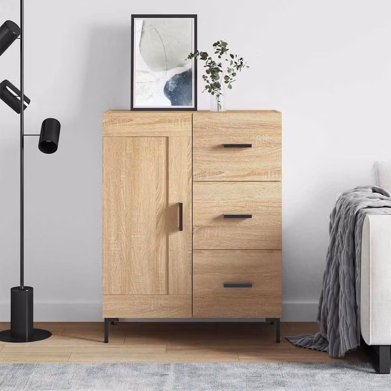 Credenza vidaXL in Legno Multistrato Rovere Sonoma, Colore Beige/Marrone, L/P/H: 69,5 x 34 x 90 cm