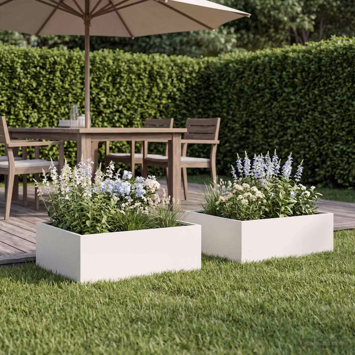 Set di 2 vasi da giardino vidaXL in metallo bianchi, L/P/H: 40 x 40 x 20 cm