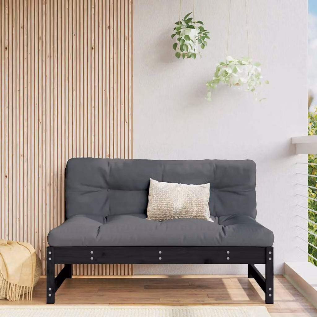 vidaXL Divano da giardino in legno di pino con cuscini, stile rustico, L: 120 cm, P: 70 cm, H: 84 cm