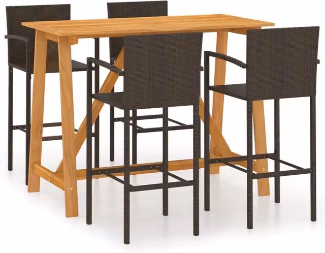 Set Bar da Giardino 5 pz | Set Salotto da Giardino Marrone