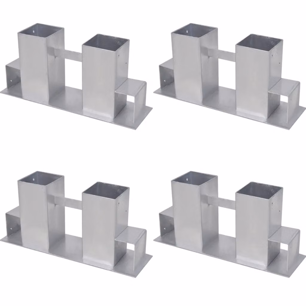Set di 4 supporti per legna da ardere vidaXL in acciaio argento