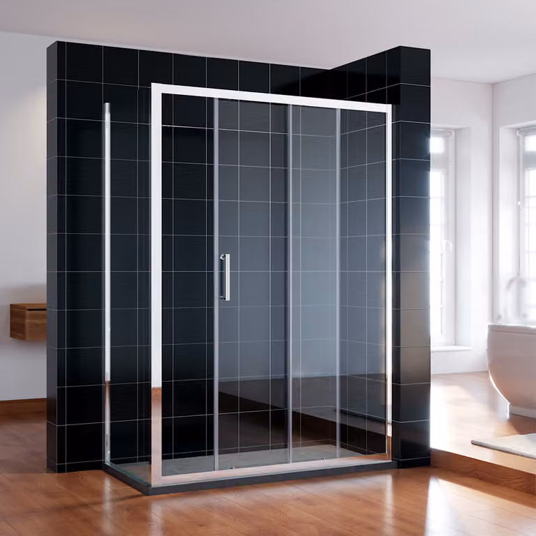 SONNI 160x185cm porta scorrevole doccia in vetro trasparente con pannello laterale da 90cm