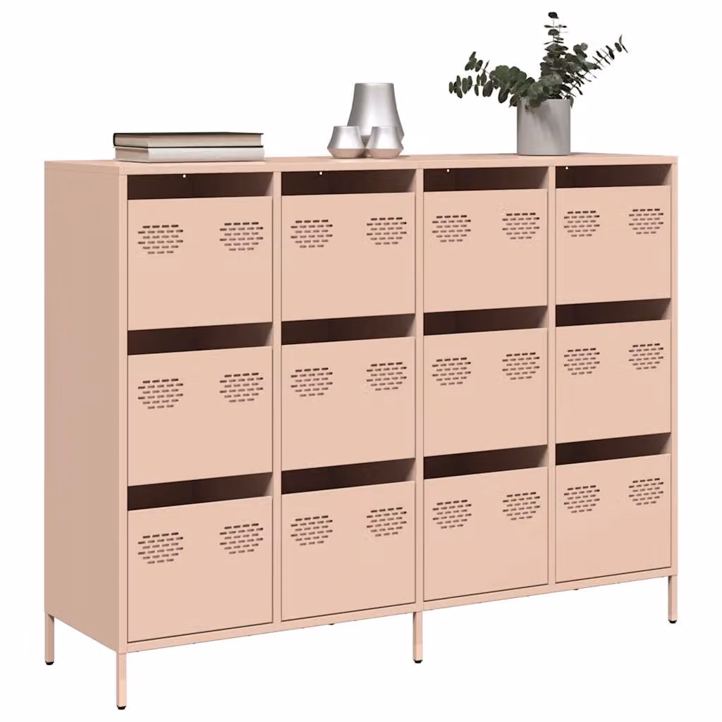 Credenza moderna vidaXL in metallo rosa L: 135 cm, P: 39 cm, H: 103,5 cm