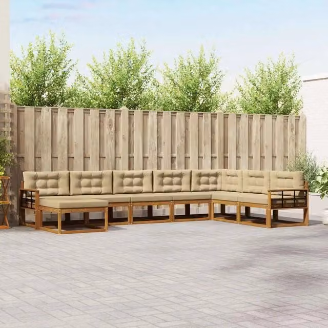 Set di divani da esterno 8 pz Naturale e Beige 3368011