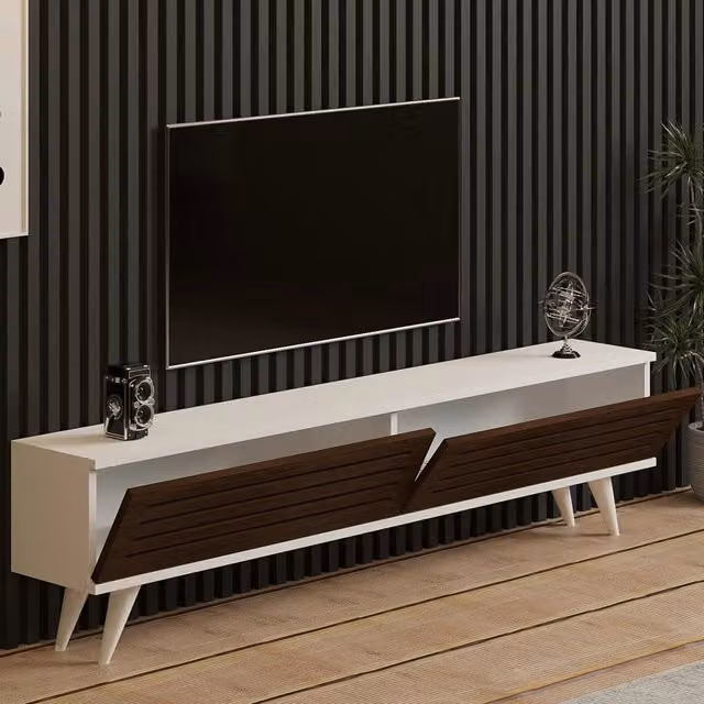 Trepuzzi, Mobile Porta tv 2 Ante, 160x25x40h cm Marrone Noce