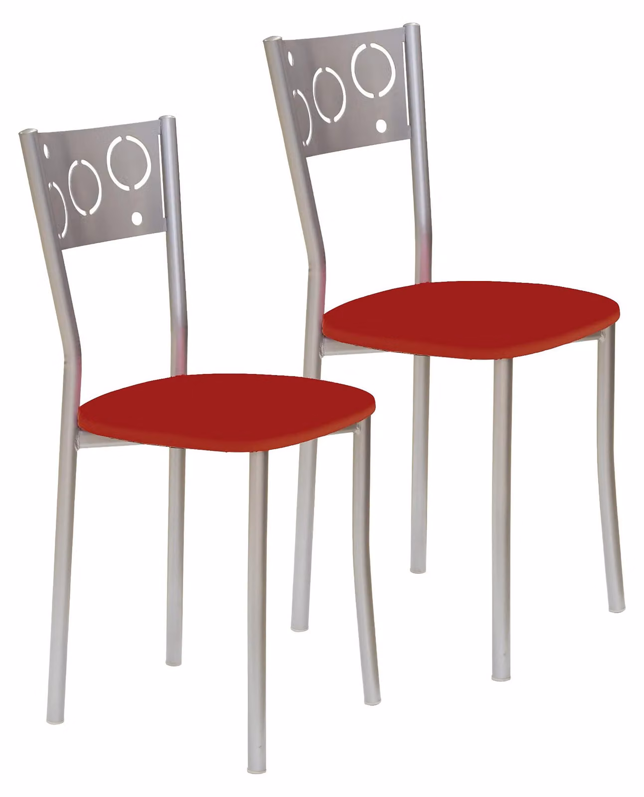 2 sedie da cucina, rivestite in ecopelle, struttura in metallo, altezza seduta 45 cm, colore rosso