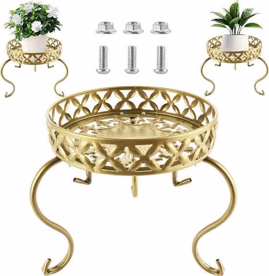 Set da tavolo in metallo decorativo per fiori - Set da 2 - Supporti per fiori dorati - Set da giardino per fiori