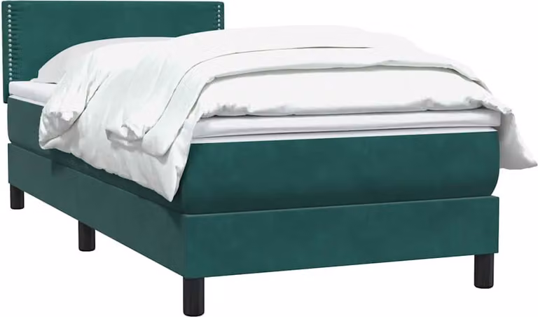 Giroletto a Molle con Materasso Verde Scuro 80x220 cm Velluto
