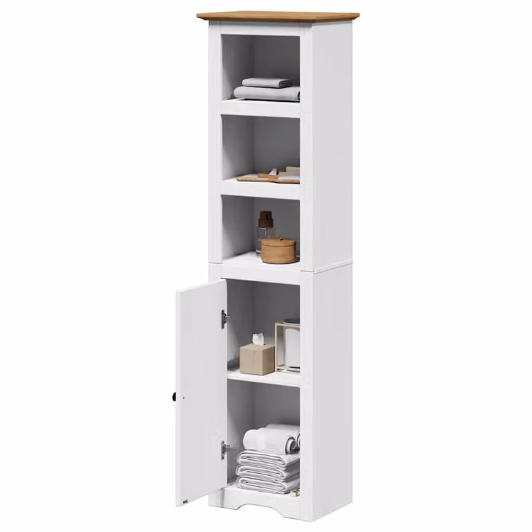 Mobile da bagno vidaXL BODO in legno e metallo bianco e marrone L 44 cm, P 30 cm, H 160 cm
