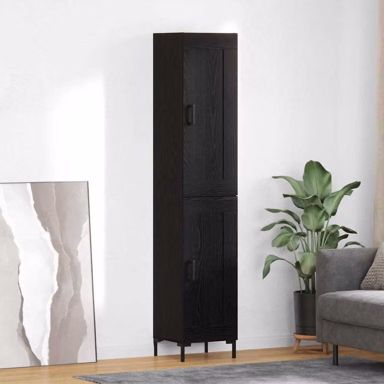 Credenza moderna vidaXL in legno e metallo nera per cucina e sala da pranzo L/P/H: 34,5 x 34 x 180 cm