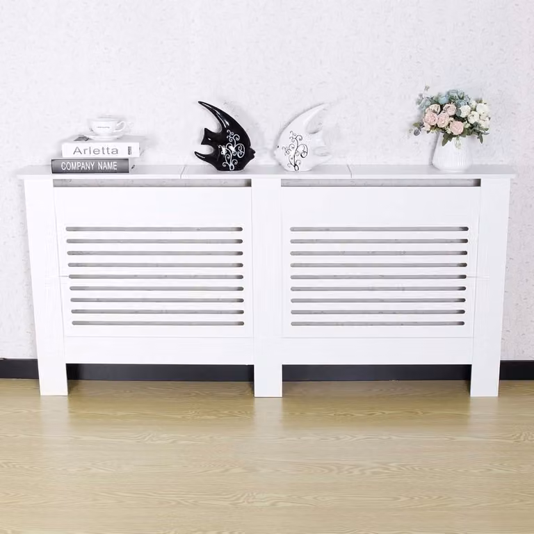 Copertura per radiatore, pannello decorativo in MDF orizzontale, moderno, bianco, per soggiorno o camera da letto, dimensioni XL (172 cm)