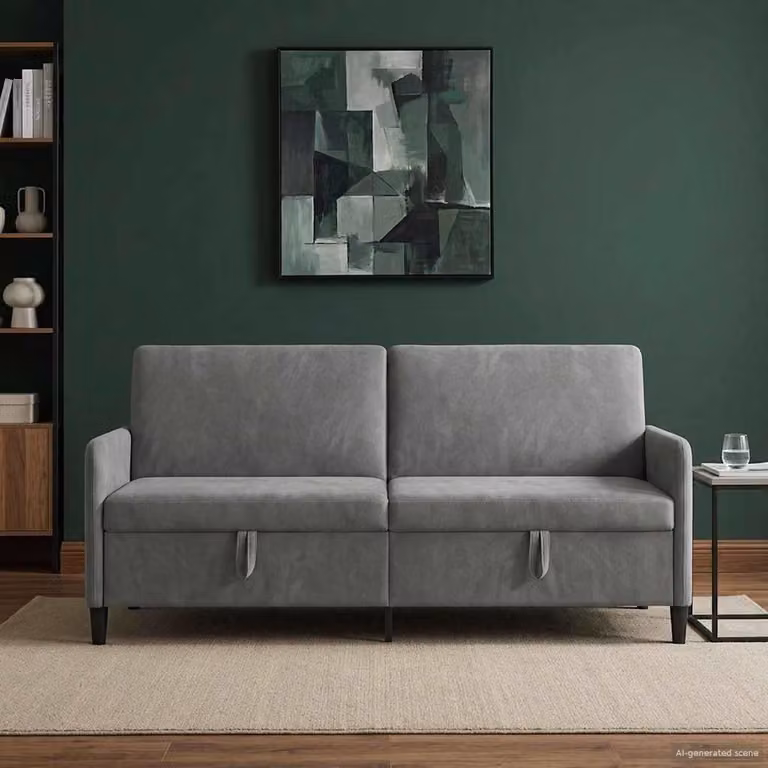 vidaXL Divano Moderno con Funzione Letto e Contenitore Grigio L: 192 cm, P: 78 cm, H: 87 cm