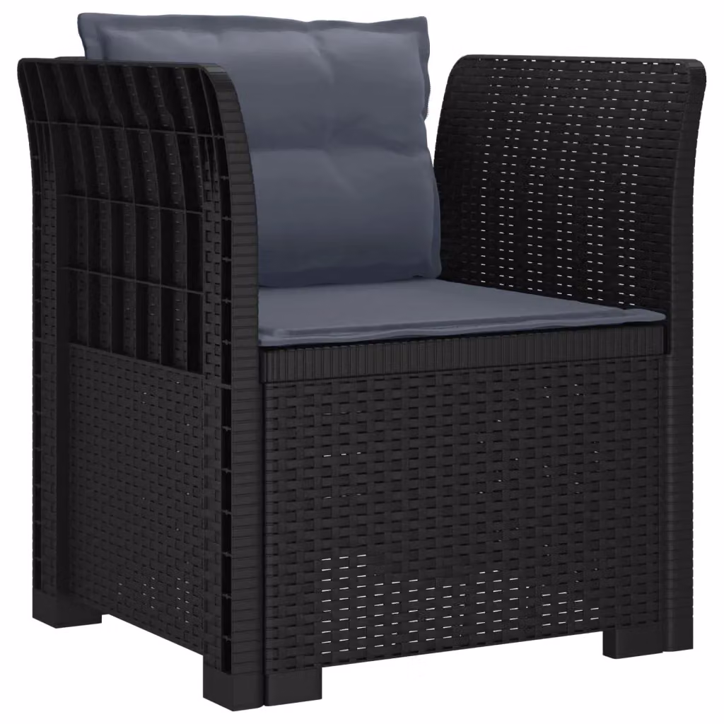 Sedia da giardino poltrona a 1 posto con cuscini in design rattan moderno colore antracite – 2