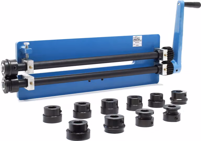 Macchina per bordatura Wiltec con spessore del materiale 1,2/1,8 mm, piegatrice per la lavorazione della lamiera con 6 rulli profilati per la produzione di perline, per la piegatura della lamiera