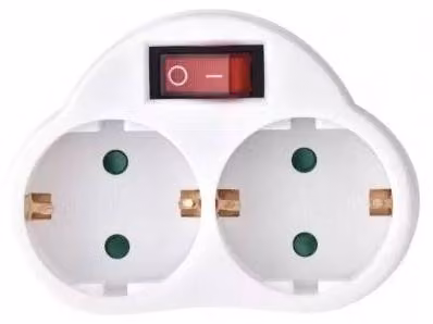 Presa di corrente deviata Emos SCHUKO 2× piatta + 1× rotonda con interruttore
