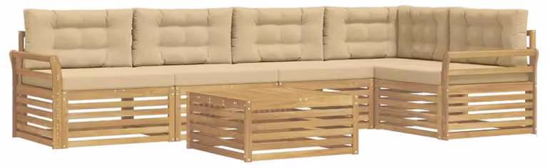 Set di divani da esterno, 6 pezzi, colore beige, dimensioni 79 x 79 x 37 cm