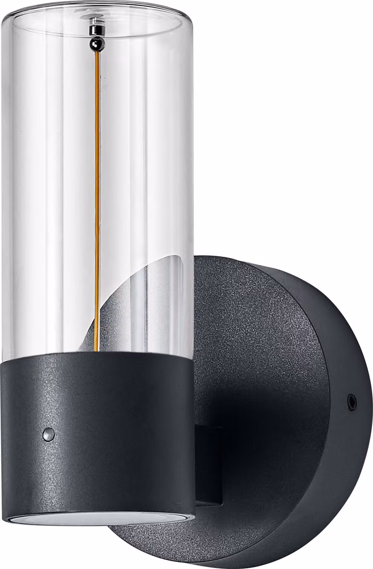 Lampada da esterno OSRAM, colore grigio scuro, luce bianco caldo, 3000 K, grado di protezione IP54, sensore di luce, realizzata in vetro e alluminio, 470 lm, 6,5 W, con LED integrati