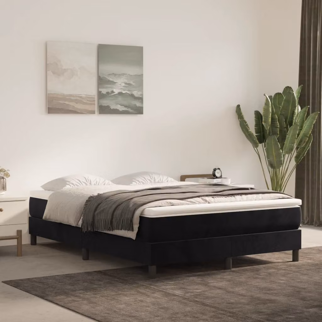 The Living Store Materasso a molle insacchettate nero 140x200x20 cm in velluto