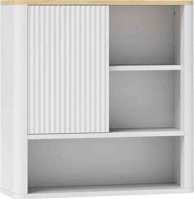 Armadio da bagno a parete HOMCOM con ante scorrevoli e ripiani regolabili, Bianco, L 60 x P 20 x H 62 cm