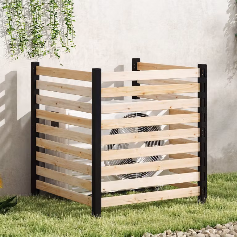 Set di 3 pannelli per recinzione da giardino decorativa Costway in legno marrone con picchetti per esterno
