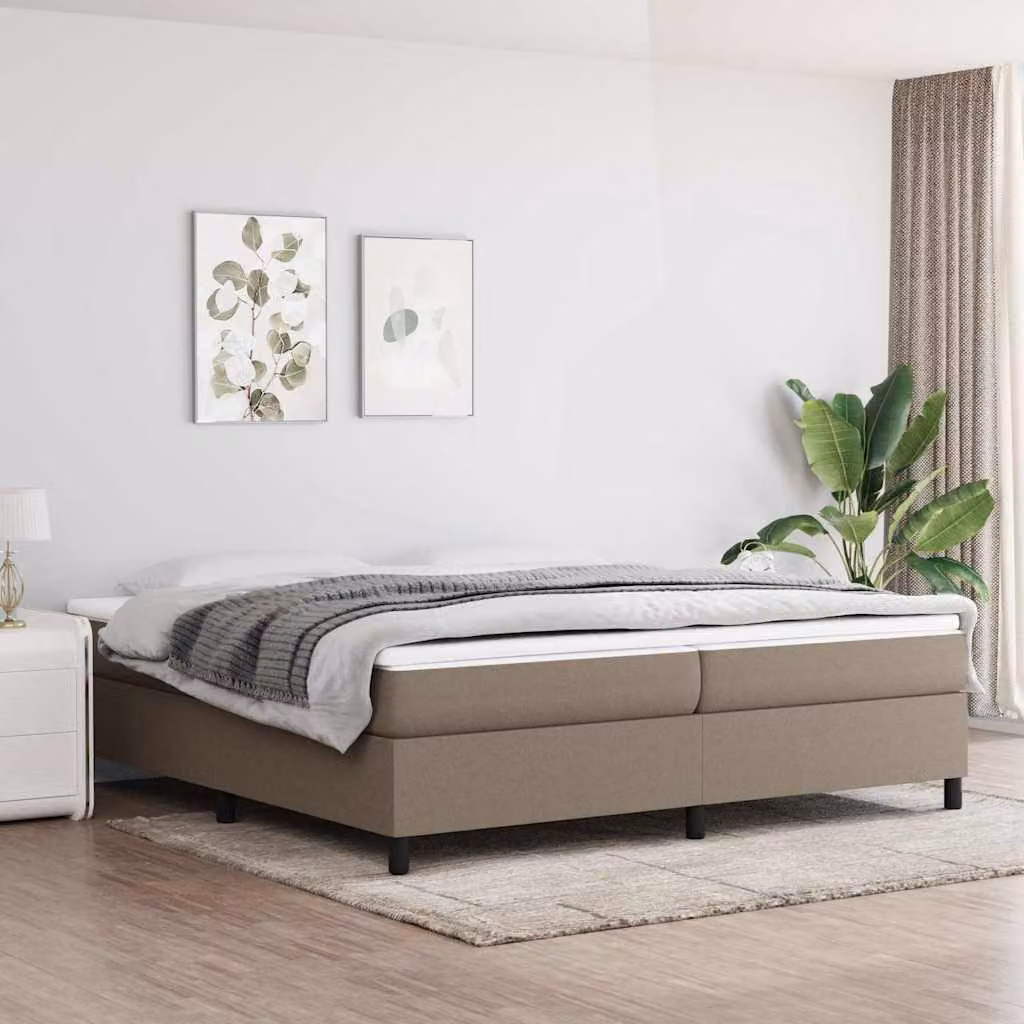 vidaXL Letto Ibrido con Giroletto a Molle e Materasso in Tessuto Beige e Bianco L 200 cm x P 200 cm