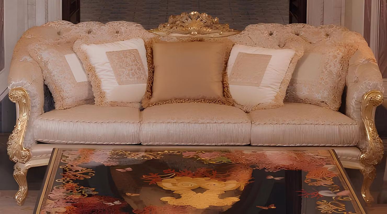 Chesterfield Klassischer Dreisitzer Sofa Wohnlandschaft Textilsofa 3 Sitz Couch