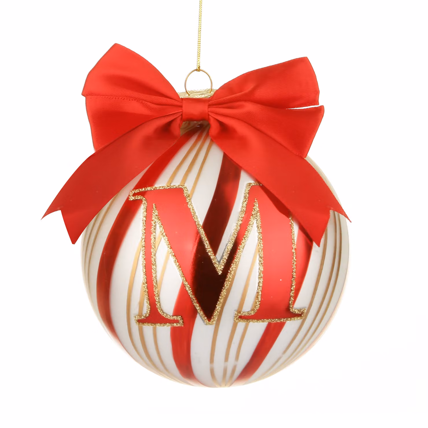 Pallina di Natale Circus Kasanova in vetro rosso con lettera M, Diametro: 10 cm – 2