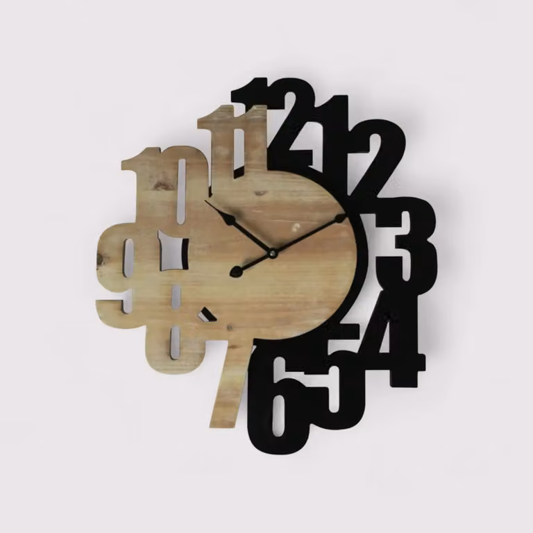 Melia - Orologio da parete con numeri sparsi nero e marrone