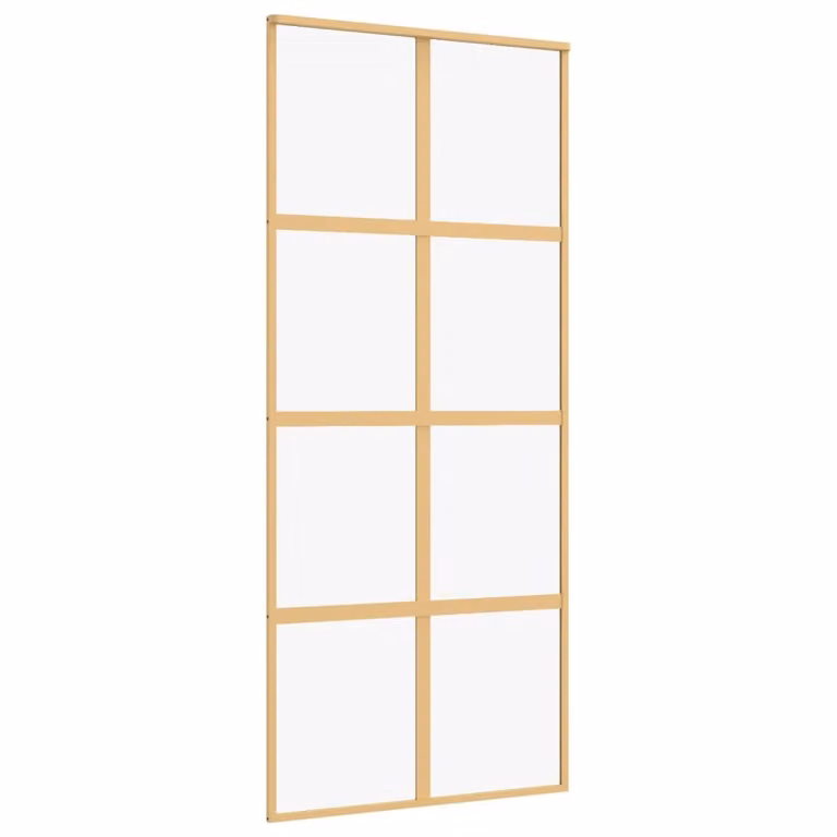 Porta Scorrevole Dorata 90x205 Vetro Trasparente ESG Alluminio