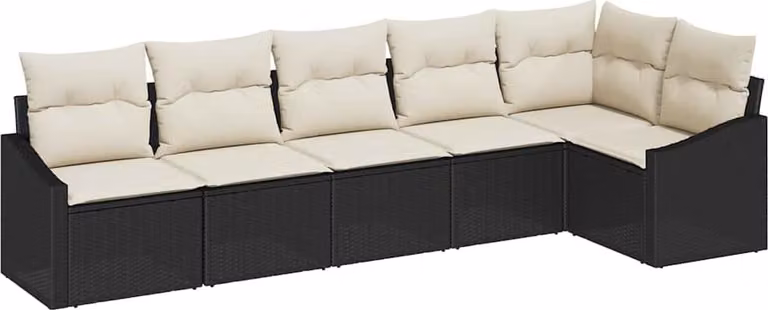 Set di divani con cuscino 6 pcs Nero polyrattan