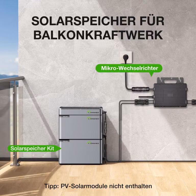 Sistema di energia solare da 3072 Wh con batteria LiFePO4 - Centralina solare intelligente da 1600 W