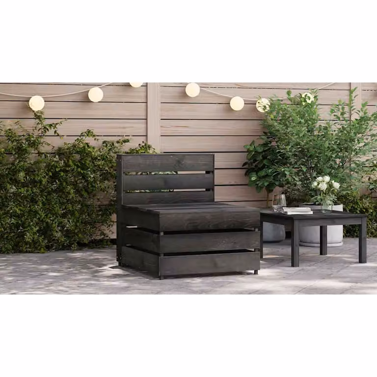 vidaXL Divano Centrale da Giardino Pallet Legno Pino Impregnato Grigio