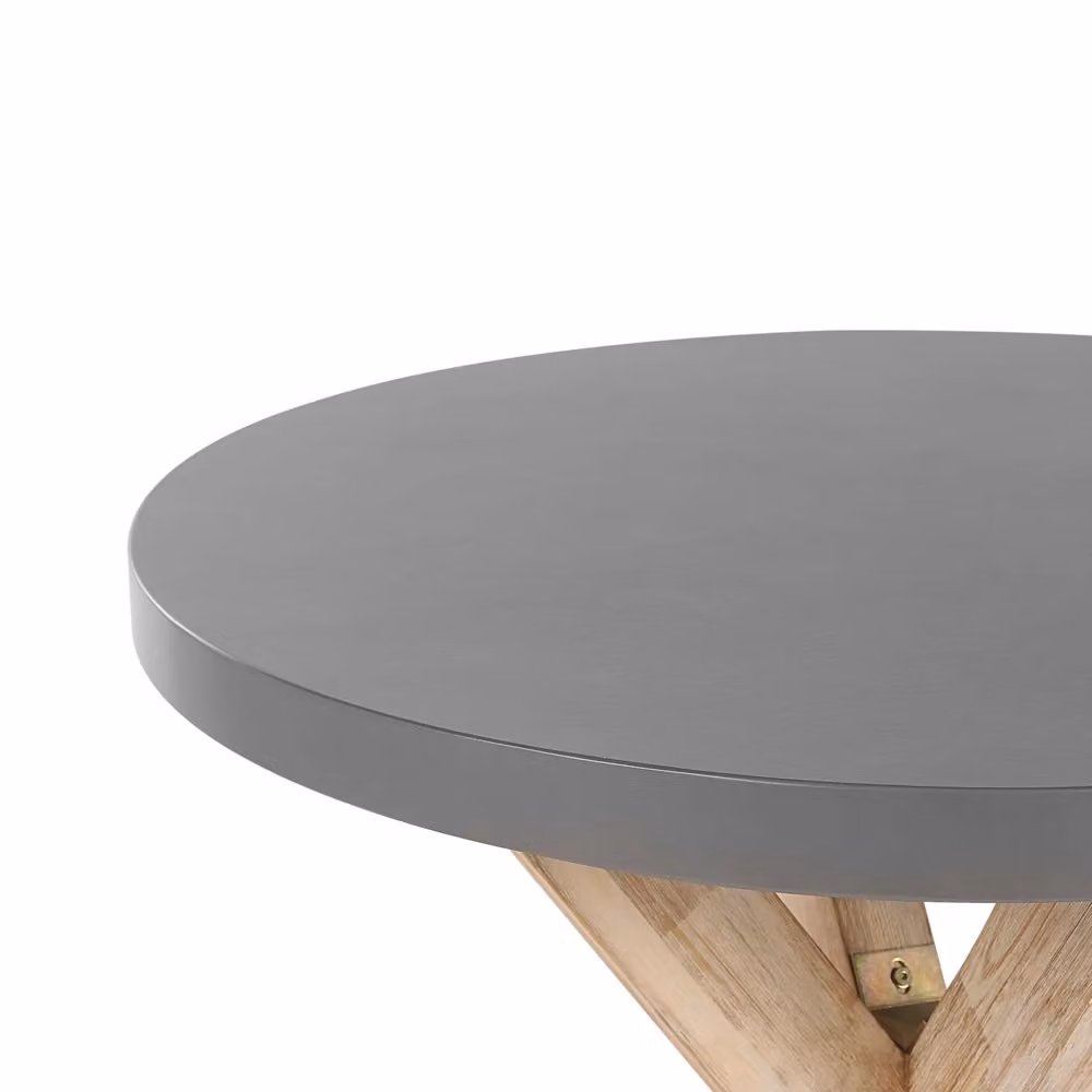 Tavolo da giardino rotondo BELIANI con piano in cemento e struttura in legno di acacia, colore grigio, ø 90 cm – 2