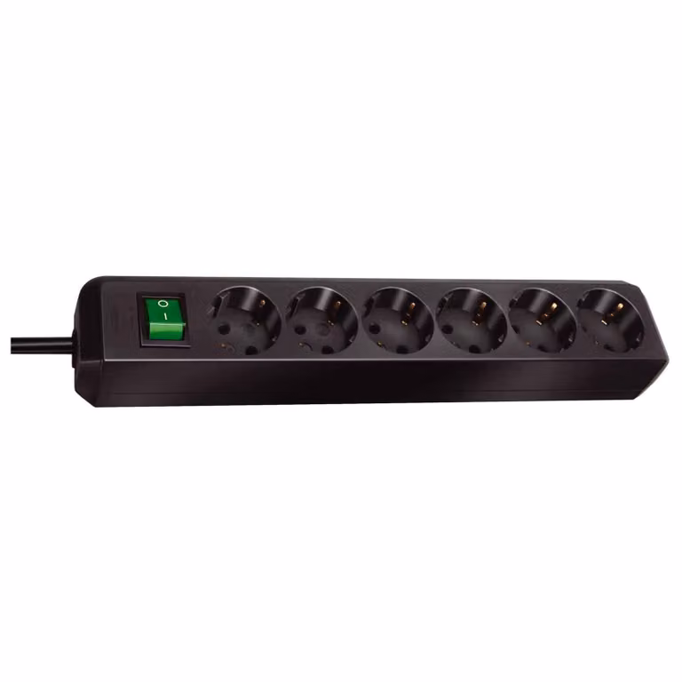 Brennenstuhl Eco-Line: ciabatta con interruttore a 6 vie nero 1,5 m H05VV-F 3G1,5, 1159500015