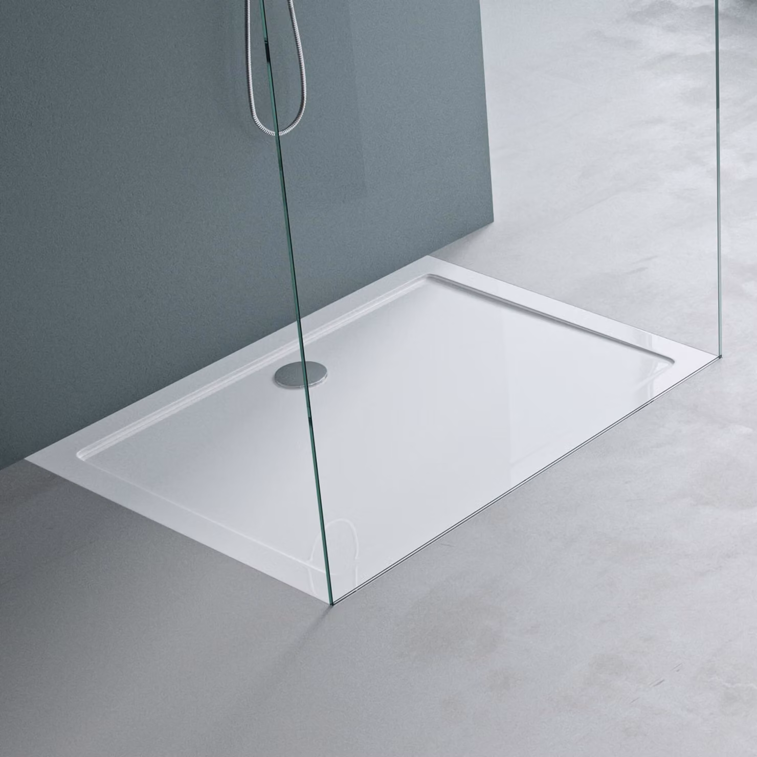 Doccia in acrilico, rettangolare, 70x100x4 cm, bianca