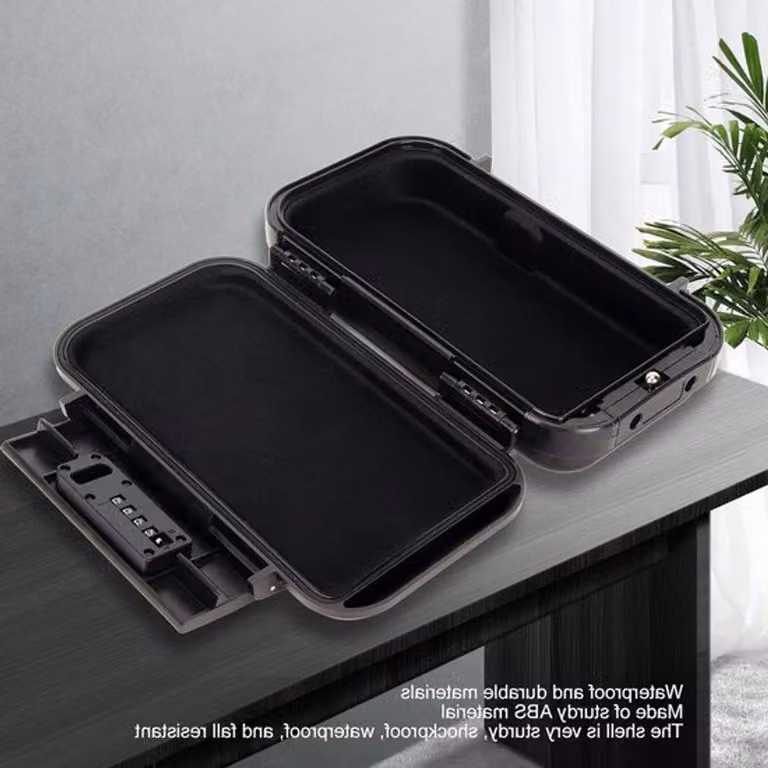 Custodia portatile e sicura, ideale per viaggi, con serratura a combinazione a 4 cifre, resistente agli urti e impermeabile, perfetta per l'uso in casa, in auto e durante attività sportive